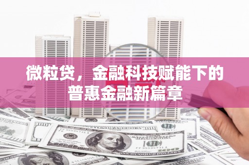 亭湖微粒贷，金融科技赋能下的普惠金融新篇章