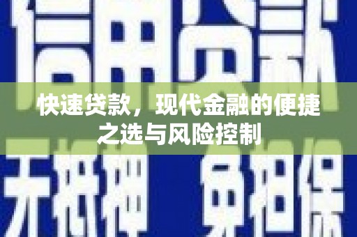 亭湖快速贷款，现代金融的便捷之选与风险控制