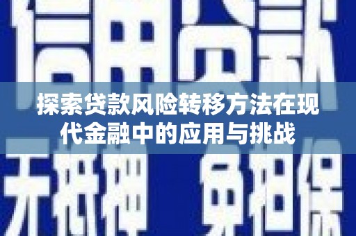 亭湖探索贷款风险转移方法在现代金融中的应用与挑战