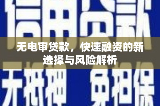 亭湖无电审贷款，快速融资的新选择与风险解析