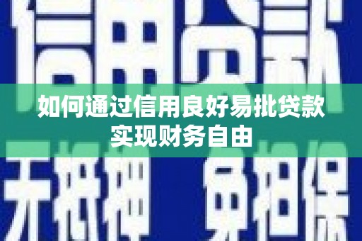亭湖如何通过信用良好易批贷款实现财务自由