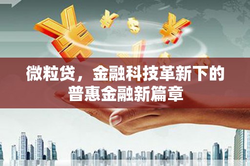 亭湖微粒贷，金融科技革新下的普惠金融新篇章