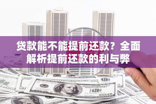亭湖贷款能不能提前还款？全面解析提前还款的利与弊