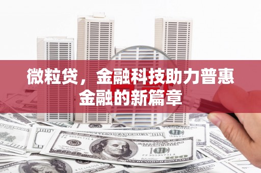 亭湖微粒贷，金融科技助力普惠金融的新篇章