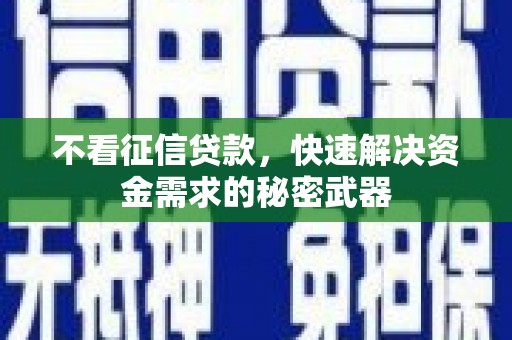 亭湖不看征信贷款，快速解决资金需求的秘密武器