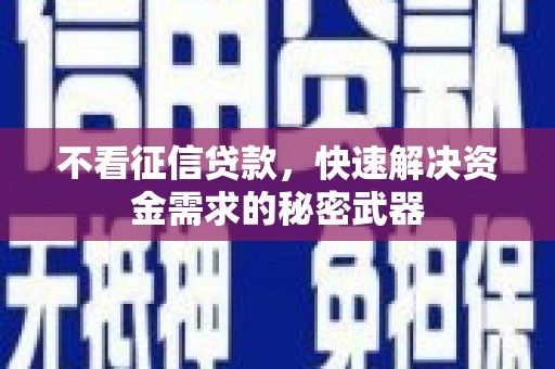 亭湖不看征信贷款，快速解决资金需求的秘密武器