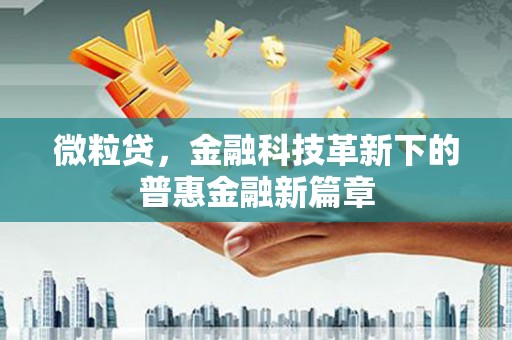 亭湖微粒贷，金融科技革新下的普惠金融新篇章